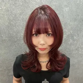 ミディアム カラー GO TODAY SHAiRE SALON 原宿本店所属・ブリーチ/レイヤー ハッシュカット/河内のヘアスタイル
