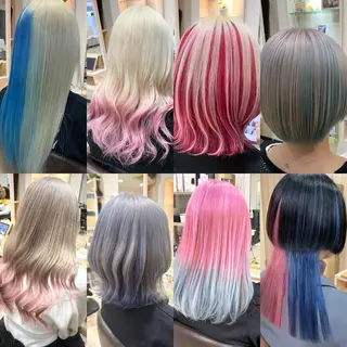 セミロング カラー 🌈派手髪ハイトーン 🌈鈴木亮太🌈のヘアスタイル