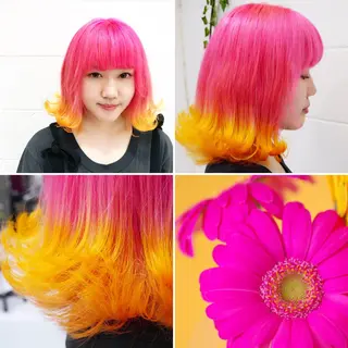 ミディアム カラー "PEPPU "所属・派手髪、ハイトーン ショートヘアShinのヘアスタイル