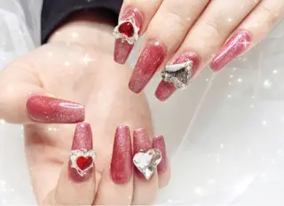 ネイル リボン、ガーリー パーツ放題専門店のネイルデザイン