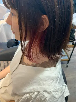 ミディアム カラー パーマ ヘアアレンジ メンズ キッズ ネイル マツエク・マツパ SALOWIN梅田茶屋町店所属・ウルフレイヤーカット /チヒロのヘアスタイル