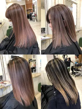 セミロング 韓国レイヤー外国人風 透明感カラー髪質改善のヘアスタイル