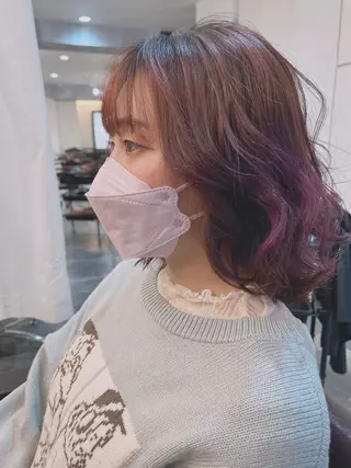 ミディアム カラー 心斎橋バレイヤージュ 小林勝貴のヘアスタイル