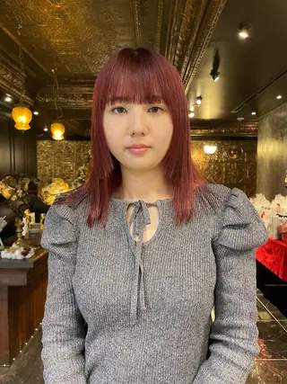 ミディアム カラー パーマ ヘアアレンジ レイヤー/似合わせ MADOKAのヘアスタイル