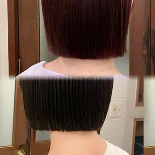 ショート カラー ボブ/縮毛矯正/レイ ヤー♡Natsukiのヘアスタイル