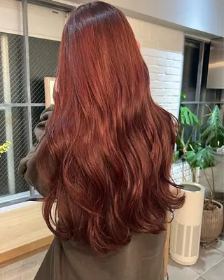 ロング カラー カットモデルレイヤー 暖色カラー モカ🎶のヘアスタイル