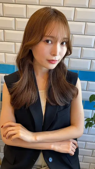 ロング 新宿/小顔レイヤー/ 顔まわり/西慶太朗のヘアスタイル