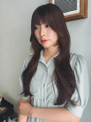 ロング 【韓国レイヤー特化 ハッシュカット】のヘアスタイル