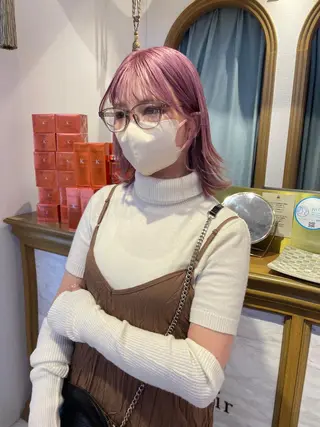 ミディアム カラー ヘアアレンジ 髪質改善【縮毛矯正】 美髪ボブを量産する人のヘアスタイル