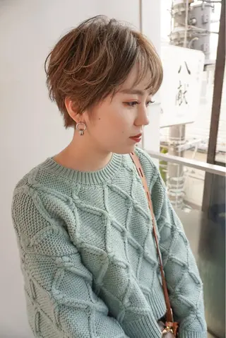 ショート カラー パーマ ショート/レイヤー なら石井知希のヘアスタイル