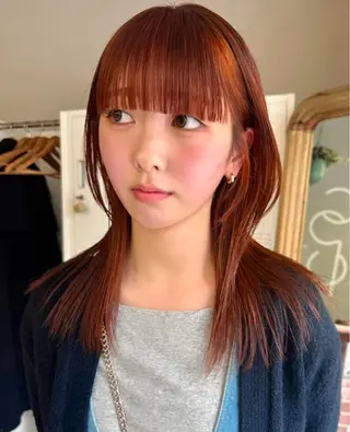 カラー ハイトーン縮毛/暖色 なーな🎀🤍のヘアスタイル