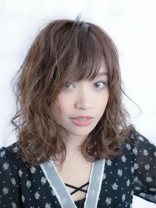 セミロング カラー パーマ ヘアアレンジ 松下 倫子のヘアスタイル