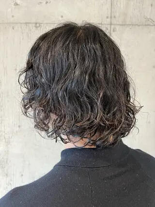 パーマ メンズ 傷ませないカラー・ ボブ・リクト💥のヘアスタイル