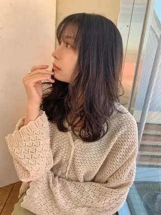 ロング カラー パーマ 藤間 帆乃夏（とうまほのかのヘアスタイル