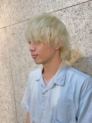 ショート カラー メンズ MIRUCO by KURAKU所属・⭐️ハイトーンカラー ⭐️メンズパーマ達成のヘアスタイル