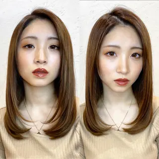 セミロング salowin 原宿 aroa所属・韓国／ハッシュカット ／透明感カラー／金野のヘアスタイル