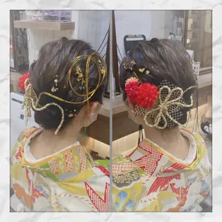 セミロング ヘアアレンジ ヘアセット/着付け 𓇼 松本 夏美𓇼のヘアスタイル