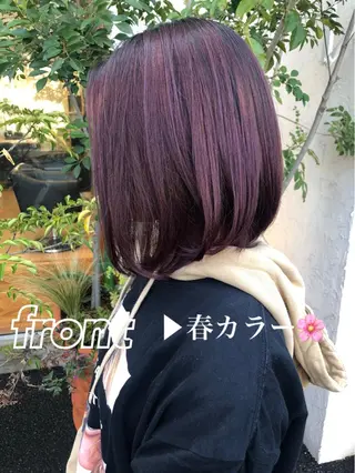 ミディアム カラー 細沼 葵のヘアスタイル