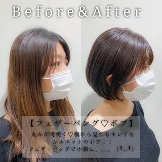 ショート カラー 顔周りレイヤー/ボブ 銀座✨中野まさひろのヘアスタイル