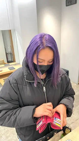 ミディアム カラー SALOWIN柏Suite所属・レイヤー/ウルフ/ ハイトーン/岡本智樹のヘアスタイル