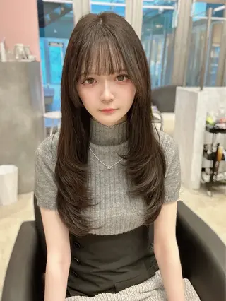 ロング カラー 顔周り似合わせ・巻け るレイヤー水谷航大のヘアスタイル