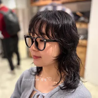 ミディアム パーマ かどたはるな レイヤー/パーマのヘアスタイル