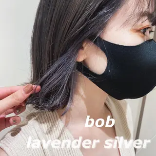 カラー 細めハイライト🩶 ボブ/レイヤーカットのヘアスタイル