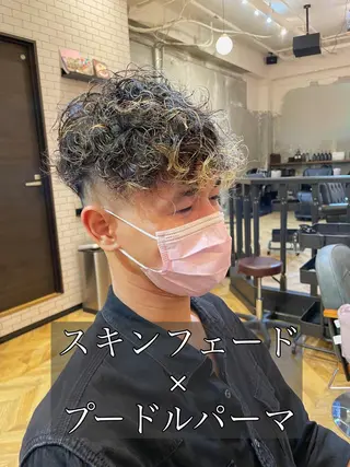 ミディアム パーマ メンズ エクステ指名No.1 【店長】橘田のヘアスタイル