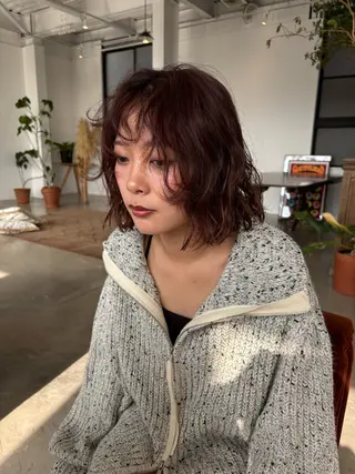 ミディアム カラー パーマ 美髪矯正🧊ショート /ボブ/小由葵のヘアスタイル