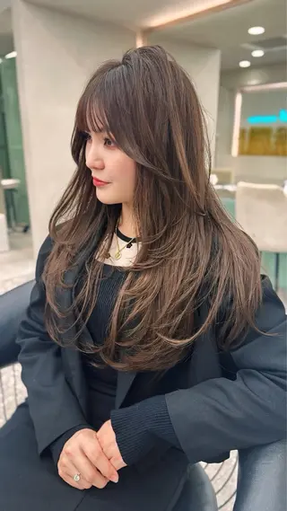 ロング カラー ダブルカラー 韓国ヘアKYONのヘアスタイル