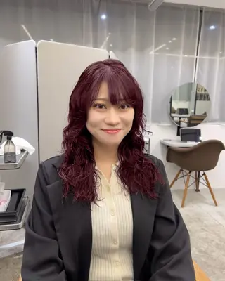 ロング 絶対可愛い暖色カラー 🌷うる艶✨山下七海のヘアスタイル