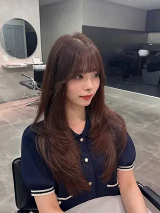 ロング カラー 韓国レイヤーカット 🇰🇷透明感カラーのヘアスタイル