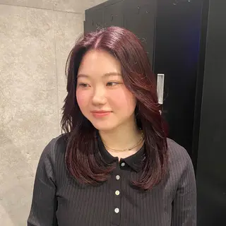 セミロング カラー 🩶レイヤーカット 🩶柔らかカラー結愛のヘアスタイル