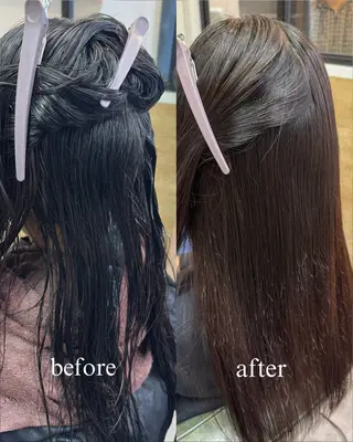 ロング パーマ 艶カラーヘアアレンジ 縮毛矯正🍓ひふみのヘアスタイル