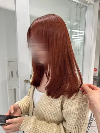 カラー 夏カラーオレンジ ヘアーひめな🫧のヘアスタイル