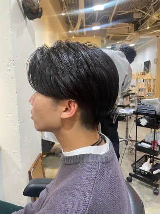 ミディアム パーマ メンズ RIN／韓国ヘア レイヤーカットのヘアスタイル