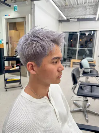 ショート カラー メンズ ハイトーンカラー メンズパーマだいきのヘアスタイル