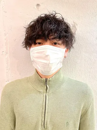 ショート パーマ メンズ 木村陸弥 似合わせ 透明感カラー🌿のヘアスタイル