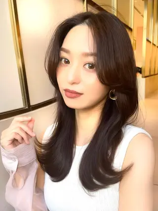 セミロング カラー 顔周り特化/韓国ヘア /レイヤー/吉野幸大のヘアスタイル