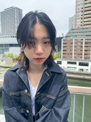 ミディアム カラー 似合わせカット レイヤーボブウルフのヘアスタイル