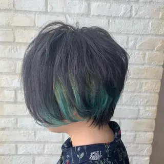 ショート カラー パーマ ヘアアレンジ メンズ キッズ 🍋似合わせ✖️ ｼｮｰﾄﾍｱ🍋早田のヘアスタイル