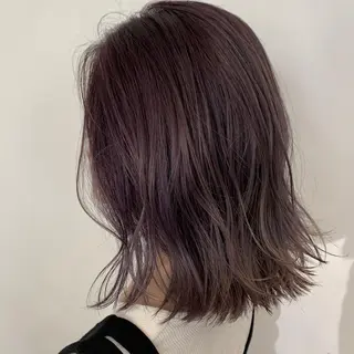 ミディアム カラー 顔周り/暗髪カラー /アベ マホのヘアスタイル