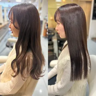 ロング カラー 髪質改善/縮毛矯正 /ブリーチ矯正/岡部のヘアスタイル