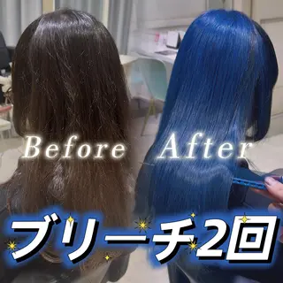 ロング カラー ブリーチ/Wカラー/ 💙青髪 みずき💙のヘアスタイル