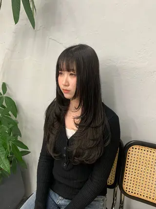 ロング shes茶屋町アリサ 🎀顔周り×韓国風のヘアスタイル