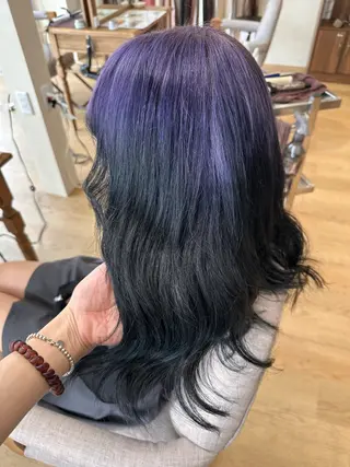 ミディアム カラー 🧸プルエクステ❤︎ ネイルKAO🧸のヘアスタイル