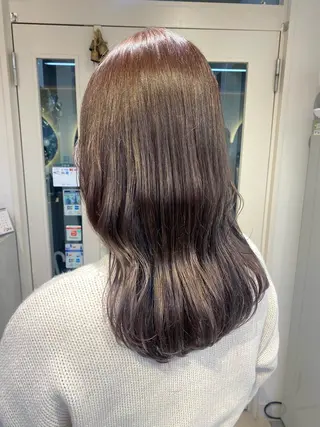 セミロング カラー Aya　ブリーチなし 🌱　ダブルカラーのヘアスタイル