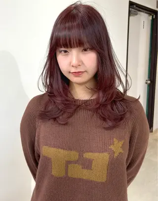 セミロング カラー mizuki/ピンク ベージュ.レイヤーのヘアスタイル