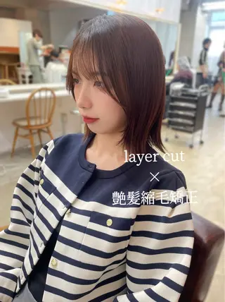 ミディアム ショート/レイヤー カット/ミサキ💐のヘアスタイル