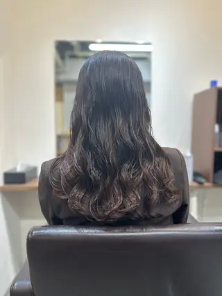 ロング カラー パーマ 小顔カット✨ 透明感カラー✨kyoのヘアスタイル